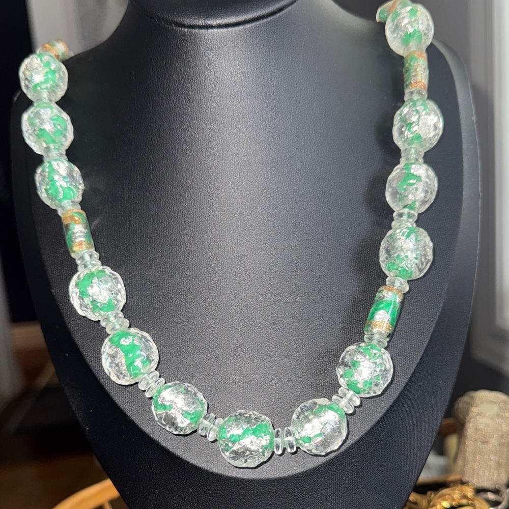 Antique 1930’s 40’s Venitian Murano Glass Flapper Necklace